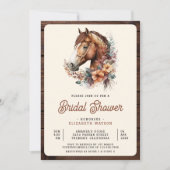 Rustieke Boho Bruine Bloemstuk Paard Bruiloft Borr Kaart (Voorkant)