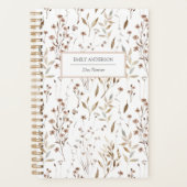 Rustieke Boho Bruine Herfst Botanische Bloem Blad  Planner (Voorkant)