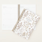 Rustieke Boho Bruine Herfst Botanische Bloem Blad  Planner (Display)