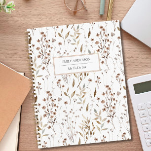Rustieke Boho Bruine Herfst Botanische Takenlijst Notitieboek