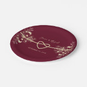 Rustieke Boho Burgundy Bruiloft Papieren Bordje (Gekanteld)