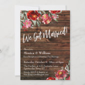 Rustieke Boho Burgundy Rode Bloemen We Zijn Getrou Kaart (Voorkant)