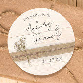 Rustieke Boho Burlap Bloemen Hout Wildflower Weddi Ronde Sticker
