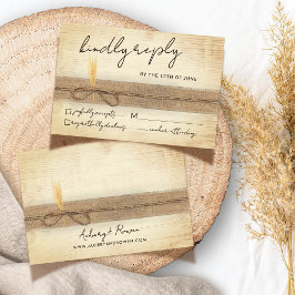 Rustieke Boho Burlap Eco Hout Pampass Grass Weddin RSVP Kaartje