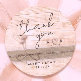 Rustieke Boho Burlap Wood Blush Wildflower Bedankt Ronde Sticker