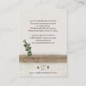 Rustieke Boho Burlap Wood Eucalyptus Wedding Detai Informatiekaartje (Achterkant)