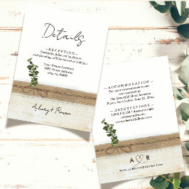 Rustieke Boho Burlap Wood Eucalyptus Wedding Detai Informatiekaartje