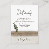 Rustieke Boho Burlap Wood Eucalyptus Wedding Detai Informatiekaartje (Voorkant)