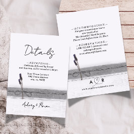Rustieke Boho Burlap Wood Lavendel Wedding Details Informatiekaartje