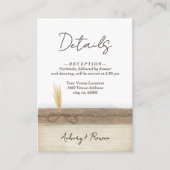 Rustieke Boho Burlap Wood Pampass Wedding Details Informatiekaartje (Voorkant)
