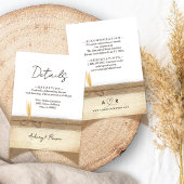 Rustieke Boho Burlap Wood Pampass Wedding Details Informatiekaartje