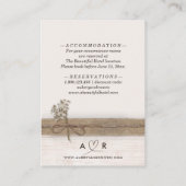 Rustieke Boho Burlap Wood Wildflower Wedding Detai Informatiekaartje (Achterkant)