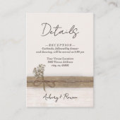 Rustieke Boho Burlap Wood Wildflower Wedding Detai Informatiekaartje (Voorkant)