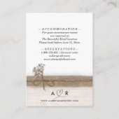 Rustieke Boho Burlap Wood Wildflower Wedding Detai Informatiekaartje (Achterkant)