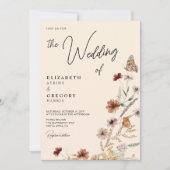 Rustieke Boho Butterfly Herfst Wildflower Wedding Kaart (Voorkant)