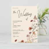 Rustieke Boho Butterfly Herfst Wildflower Wedding Kaart (Staand voorkant)