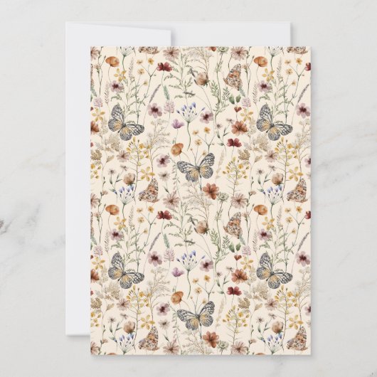 Rustieke Boho Butterfly Herfst Wildflower Wedding Kaart (Achterkant)