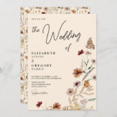 Rustieke Boho Butterfly Herfst Wildflower Wedding Kaart (Voorkant / Achterkant)