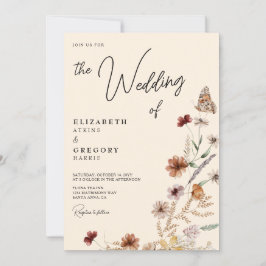Rustieke Boho Butterfly Herfst Wildflower Wedding Kaart