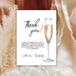 Rustieke Boho Champagne Brunch Bubbly Baby shower Bedankkaart