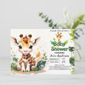 Rustieke Boho Charm Giraffe Baby shower Kaart (Staand voorkant)