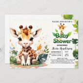 Rustieke Boho Charm Giraffe Baby shower Kaart (Voorkant / Achterkant)
