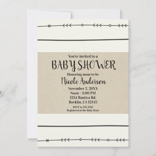 Rustieke Boho Chic Baby shower Modern Kraft Minima Kaart (Voorkant)