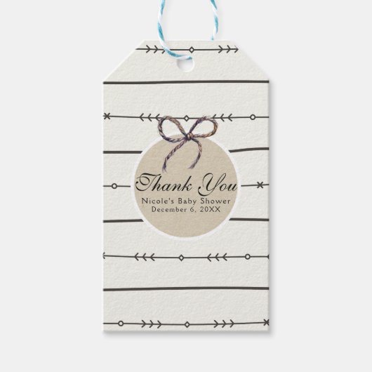 Rustieke Boho Chic Baby Shower Moderne Kraft Favor Cadeaulabel (Voorkant)