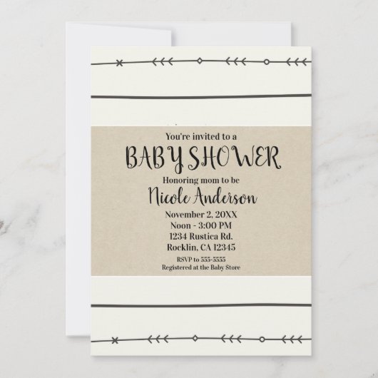 Rustieke Boho Chic Baby Shower Moderne Kraft Minim Kaart (Voorkant)