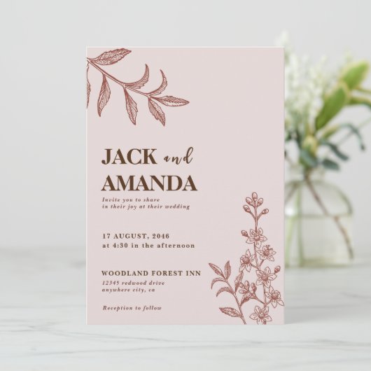 Rustieke Boho Chic Boheemse thema bruiloft uitnodi Kaart (Staand voorkant)