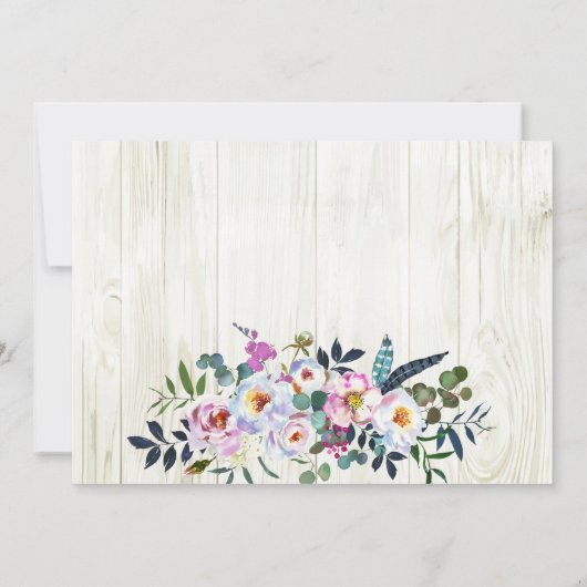 Rustieke Boho Chic Floral Longhorn schedel Dank u Bedankkaart (Achterkant)