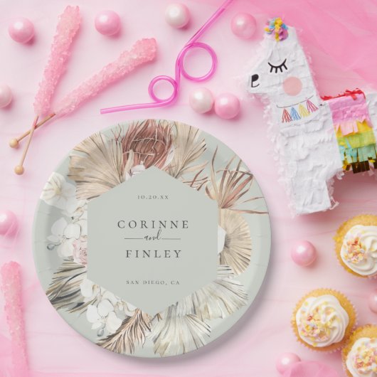 Rustieke Boho-Chic gepersonaliseerd Papieren Bordje (Feest)