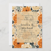 Rustieke Boho Chic Herfst Waterverf Bloem Bruiloft Kaart (Voorkant)