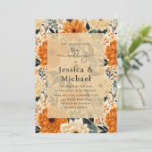 Rustieke Boho Chic Herfst Waterverf Bloemen Huweli Kaart (Staand voorkant)