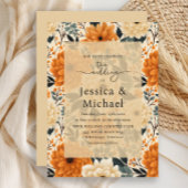 Rustieke Boho Chic Herfst Waterverf Bloemige Bruil Kaart