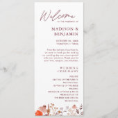 Rustieke Boho Chic Herfst Wilde Bloemen Bruiloft Programmakaart (Voorkant)