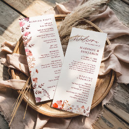 Rustieke Boho Chic Herfst Wilde Bloemen Bruiloft Programmakaart