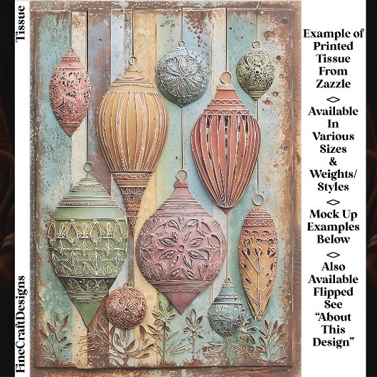 Rustieke Boho Chic Kerst Ornamente EA1L Decoupage Tissuepapier