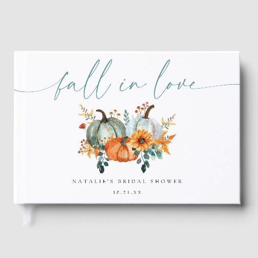 Rustieke Boho Chic Pompoen Herfst Bruidsfeest Gastenboek (Voorkant)