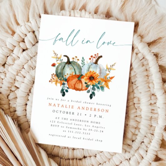 Rustieke Boho Chic Pompoen Herfst Bruidsfeest Kaart