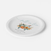 Rustieke Boho Chic Pompoen Herfst Bruidsfeest Papieren Bordje (Gekanteld)