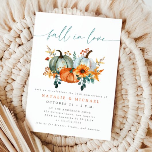 Rustieke Boho Chic Pompoen Herfst Huwelijksjubileu Kaart