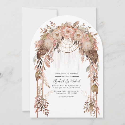 Rustieke Boho Chic Westerne bruiloft QR-code Kaart (Voorkant)