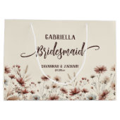 Rustieke Boho Chic Wilde Bloemen Bruidsmeisje Trou Groot Cadeauzakje (Achterkant)