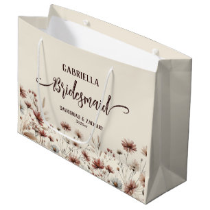 Rustieke Boho Chic Wilde Bloemen Bruidsmeisje Trou Groot Cadeauzakje