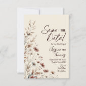 Rustieke Boho Chic Wilde Bloemen Foto Achterkant T Save The Date (Voorkant)