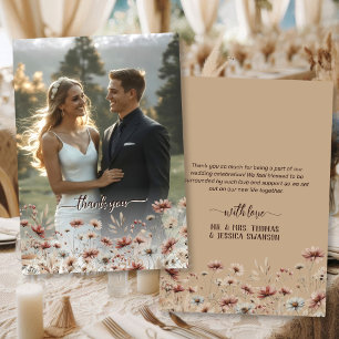 Rustieke Boho Chic Wilde Bloemen Volledige Foto Hu Bedankkaart