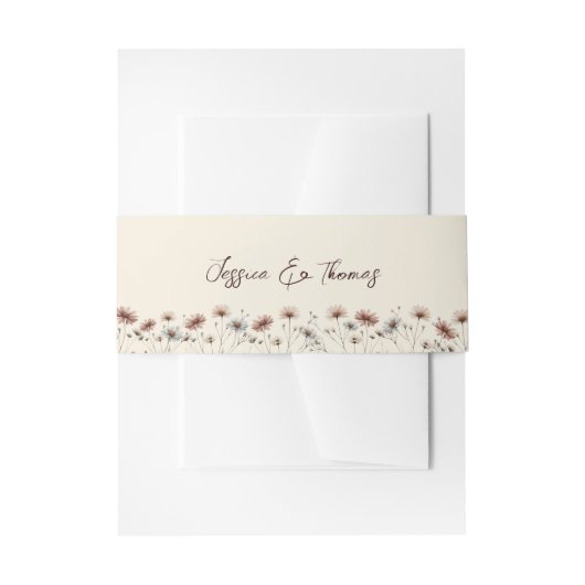 Rustieke Boho Chic Wildflowers Cream Wedding Uitnodigingen Wikkel (Voorkant Voorbeeld)