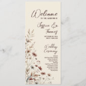 Rustieke Boho Chic Wildflowers Earthtone Wedding Programmakaart (Voorkant)
