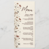 Rustieke Boho Chic Wildflowers Elegante bruiloft Menu (Voorkant)